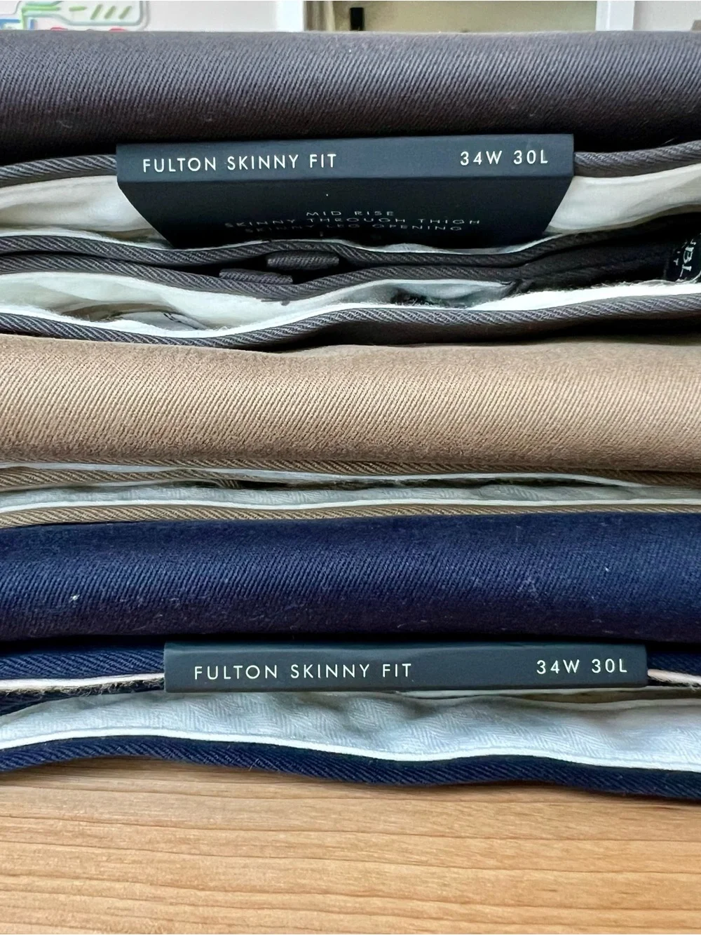 Banana Republic Rapid Movement Chinos Fulton skinny fit in Navy, Charcoal & Tan